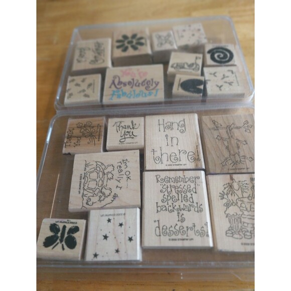 Lot of 19 Assorted Wood Mounted Rubber Stamps Crafting - Picture 1 of 1